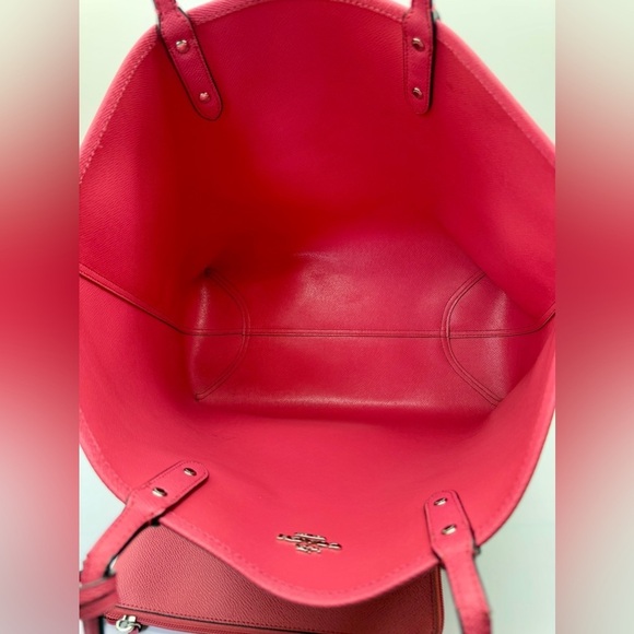 Coach Women's Reversible City Tote Bag Khaki/Bright Pink Monogram F36658 - Picture 9 of 11